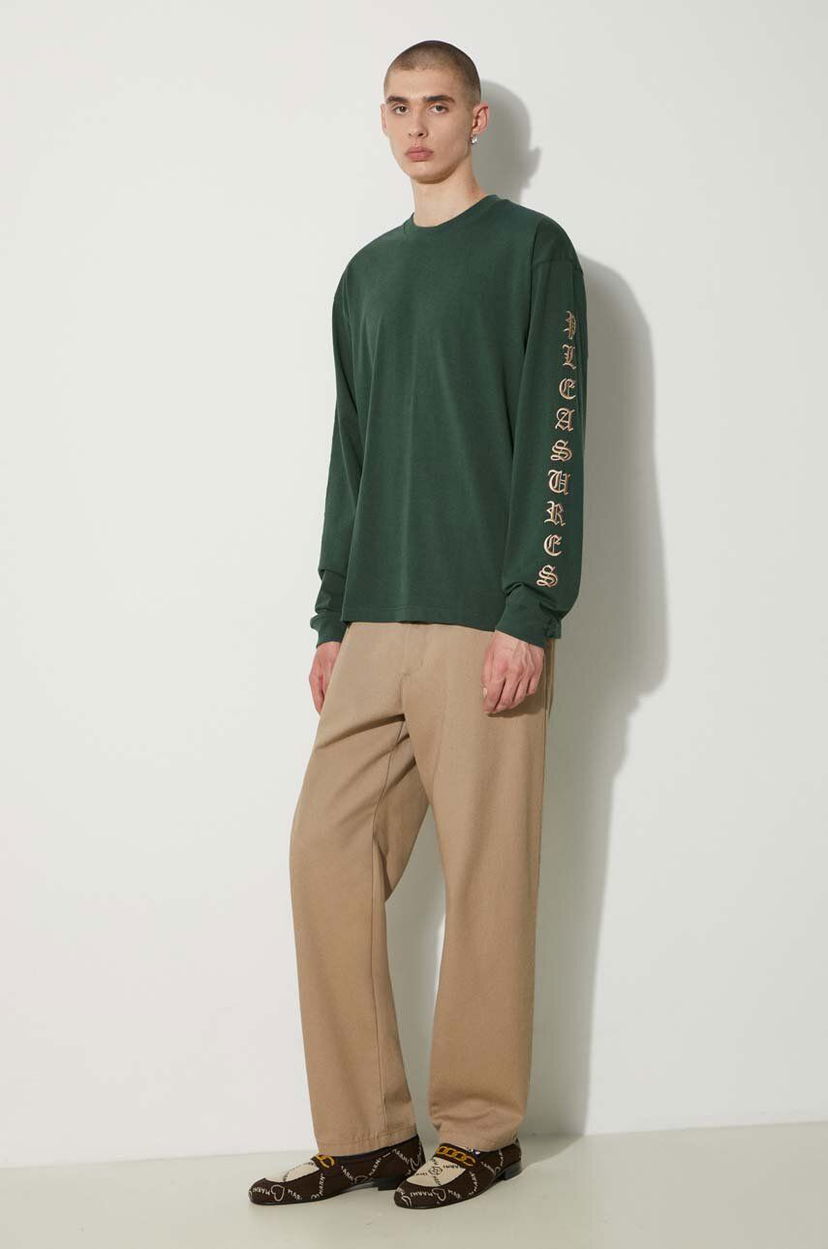 T-shirt Pleasures PLEASURES Oe Long Sleeve T-Shirt Grön | P24SU008.GREEN