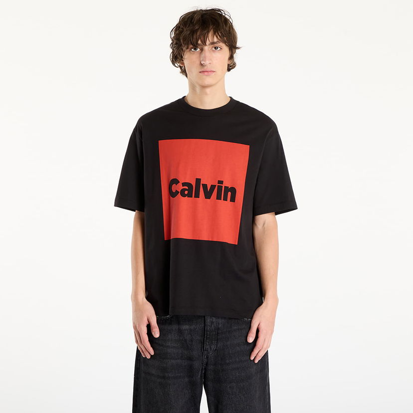 T-shirt CALVIN KLEIN T-shirt Calvin Box Graphic Tee Svart | LV04RD813G UB1