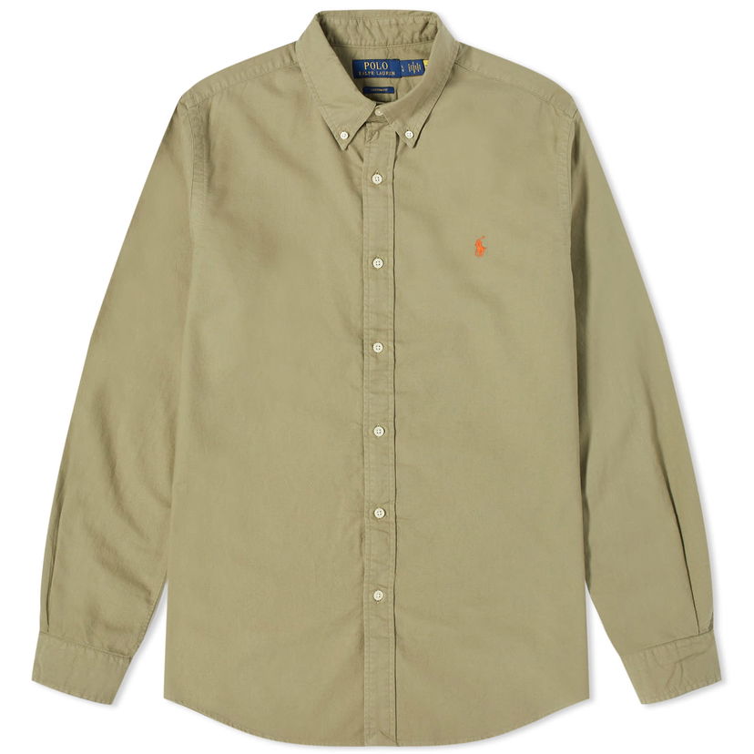 Skjorta Polo by Ralph Lauren Polo Ralph Lauren Men's Garment Dyed Oxford Shirt Sage Green Beige | 710805564034