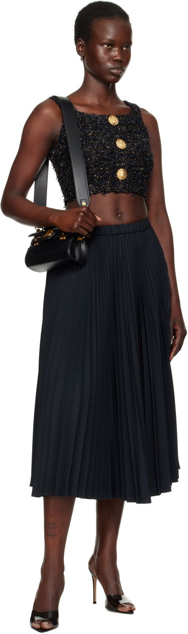 Kjol Balmain Balmain Tweed Knit Crop Tank Top Svart | EF1AB053KB19, 3