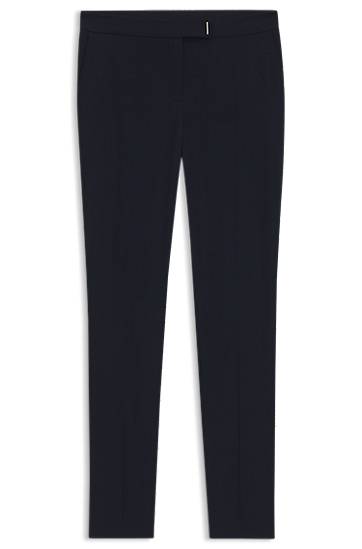 Byxor BOSS Slim-Fit Trousers with Slit Hems Mörkblå | 50541990