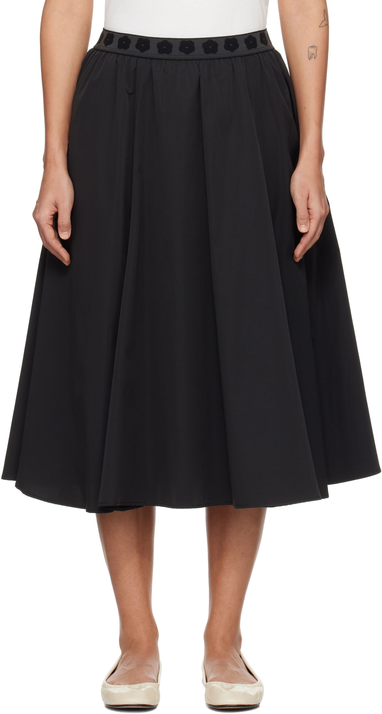 Kjol KENZO Midi Skirt with Flower Waistband Svart | FF52JU3109FI, 0
