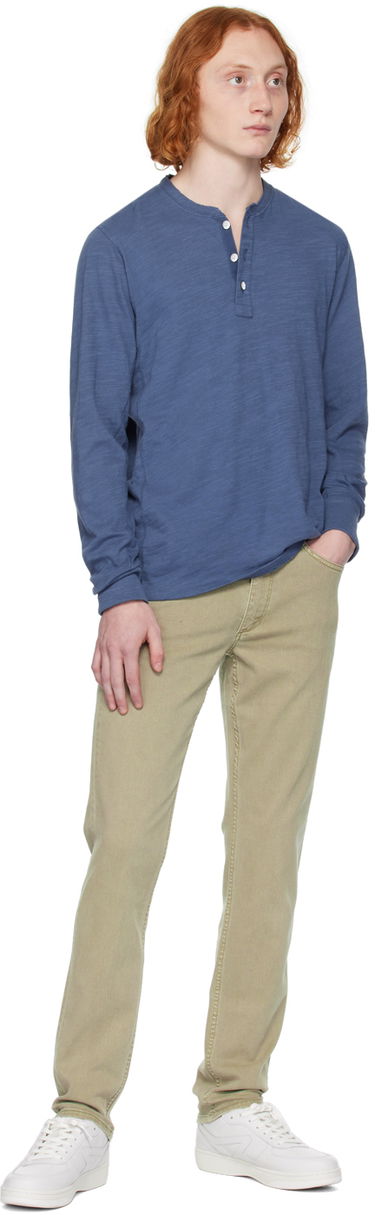 T-shirt rag & bone Rag & Bone Classic Flame Henley T-Shirt Blå | MBC23HT037CA37, 3