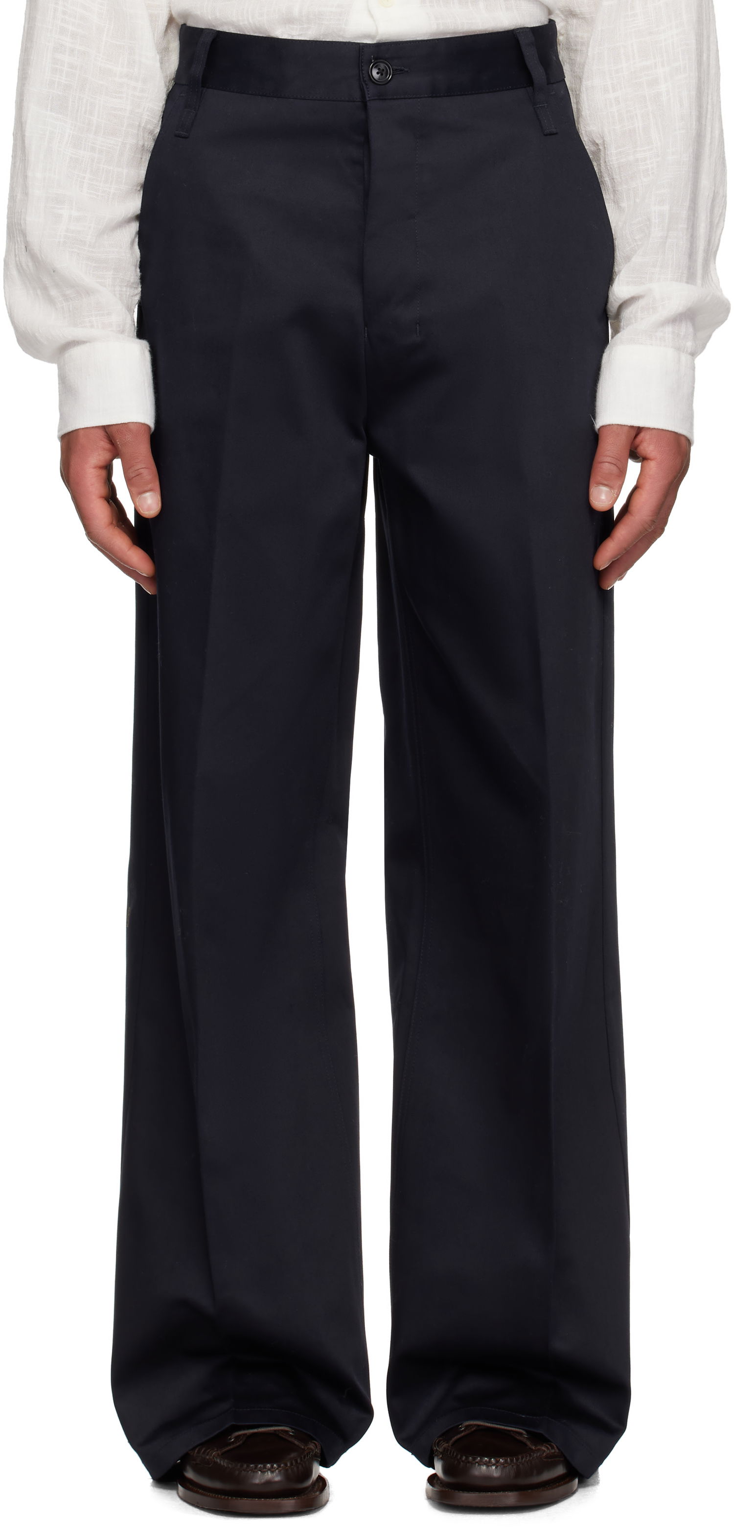 Byxor AMI AMI Paris Baggy Fit Cotton Trousers Mörkblå | HTR460.CO0103, 0