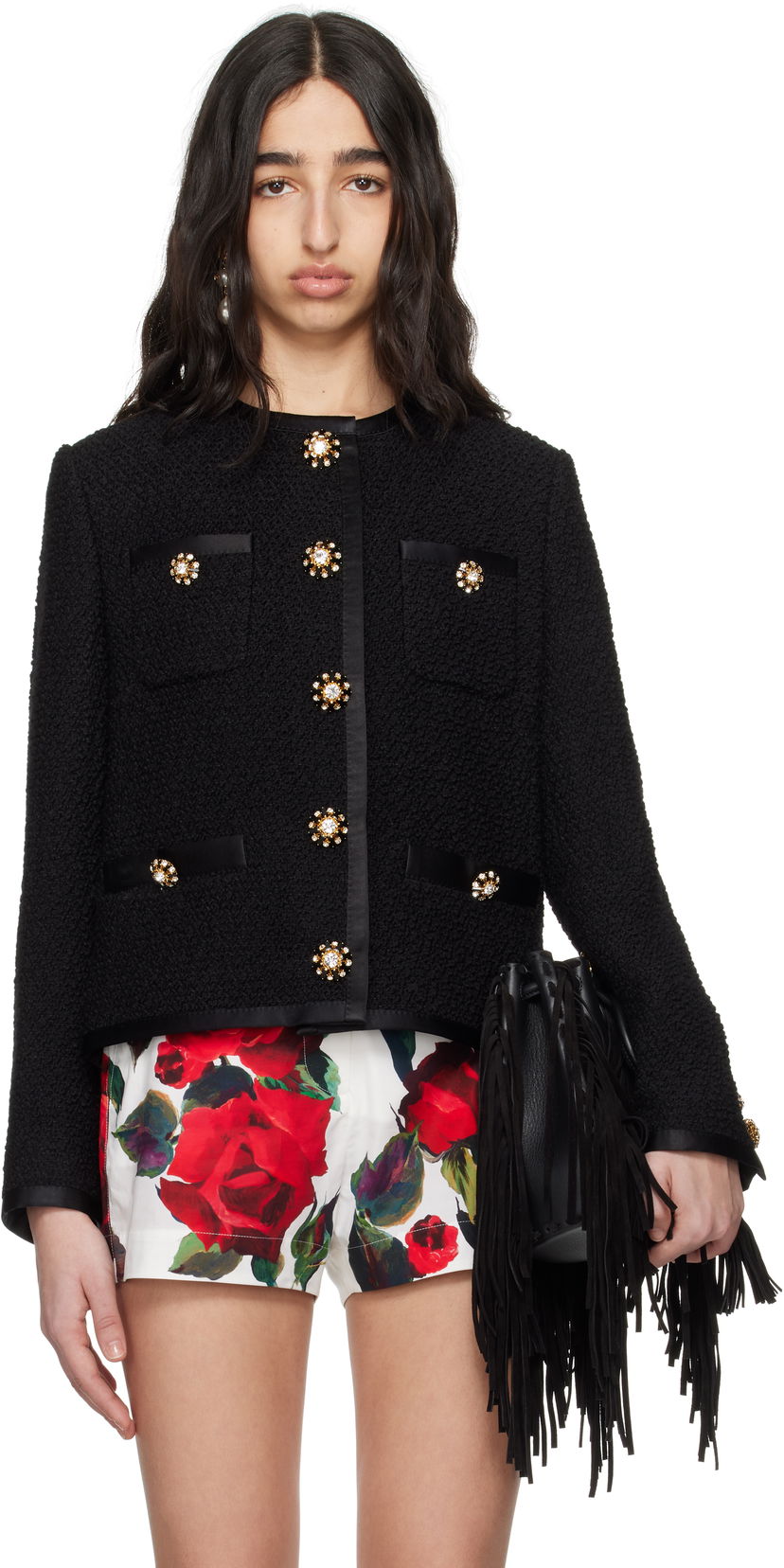 Jacka Dolce & Gabbana Dolce&Gabbana Cropped Single-Breasted Jacket Svart | F27DAZ FU3JL