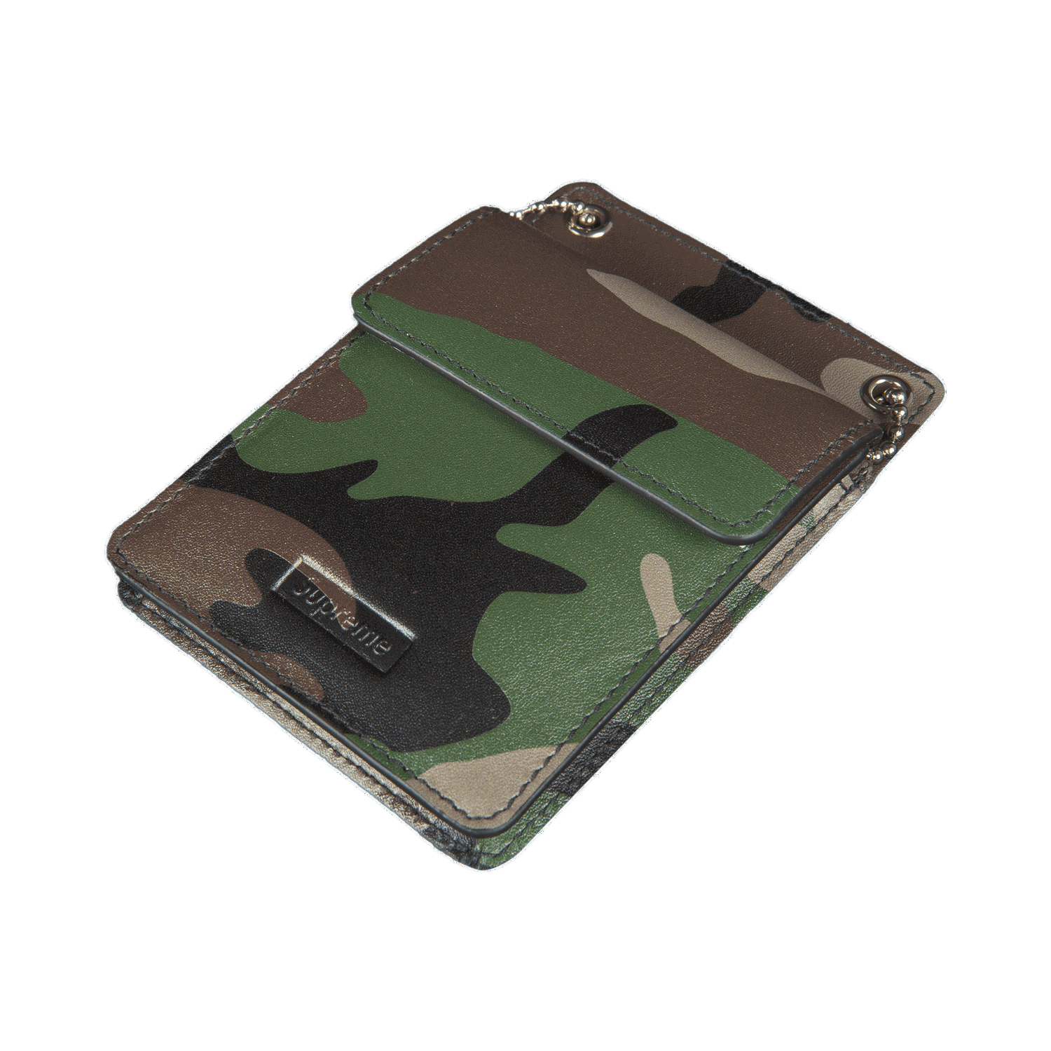 Plånbok Supreme Leather ID Holder and Wallet Grön | FW18A30 CAMO, 0