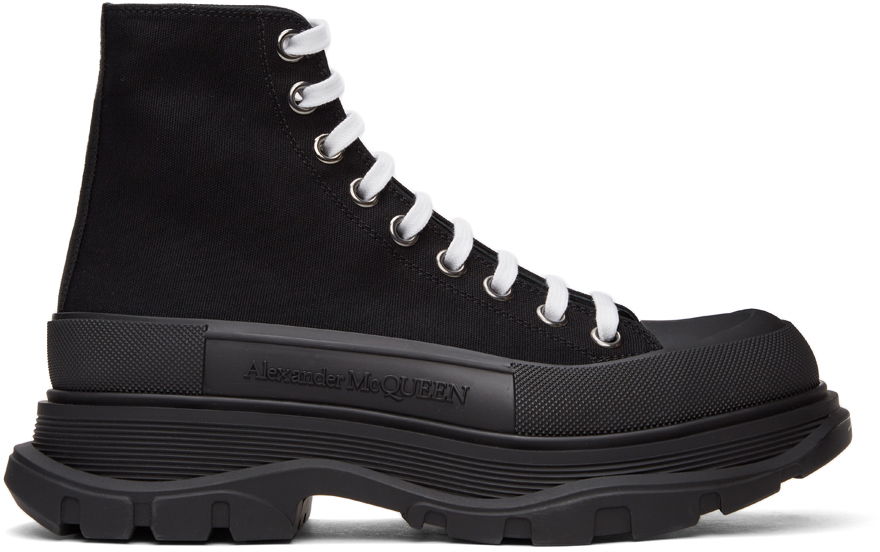 Sneakers och skor Alexander McQueen Canvas Tread Slick High Sneakers "Black" Svart | 604254W4L32, 0