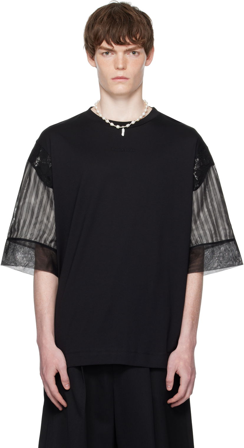 T-shirt Simone Rocha Simone Rocha Trapped Lace Patchwork T-shirt Svart | 5354 0553