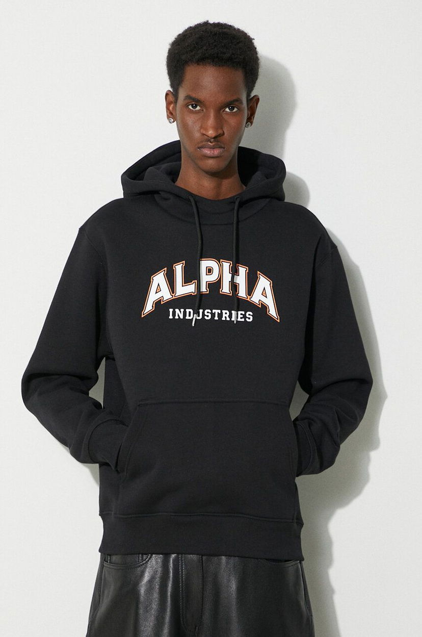 Sweatshirt Alpha Industries Hoodie With Print Svart | 146331
