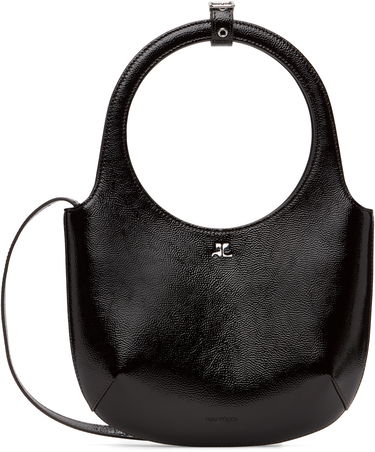 Axelväska Courrèges Courrèges Holy Naplack Leather Shoulder Bag Svart | 325GSA102CR0043, 0