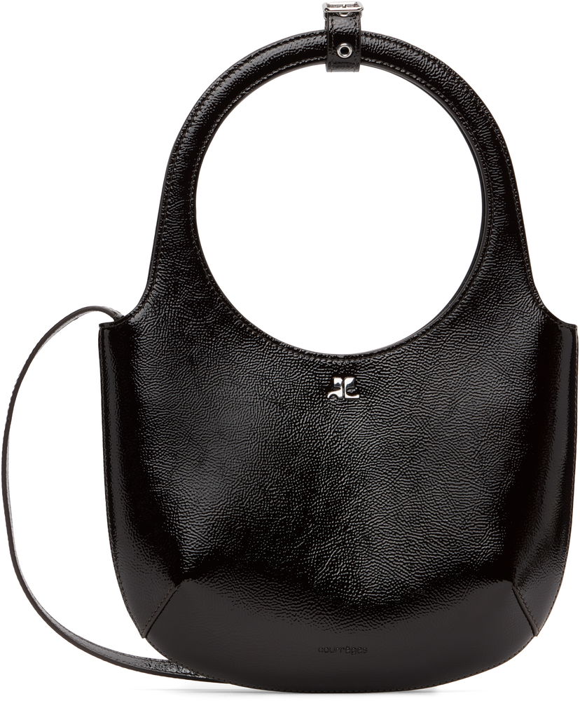 Axelväska Courrèges Courrèges Holy Naplack Leather Shoulder Bag Svart | 325GSA102CR0043