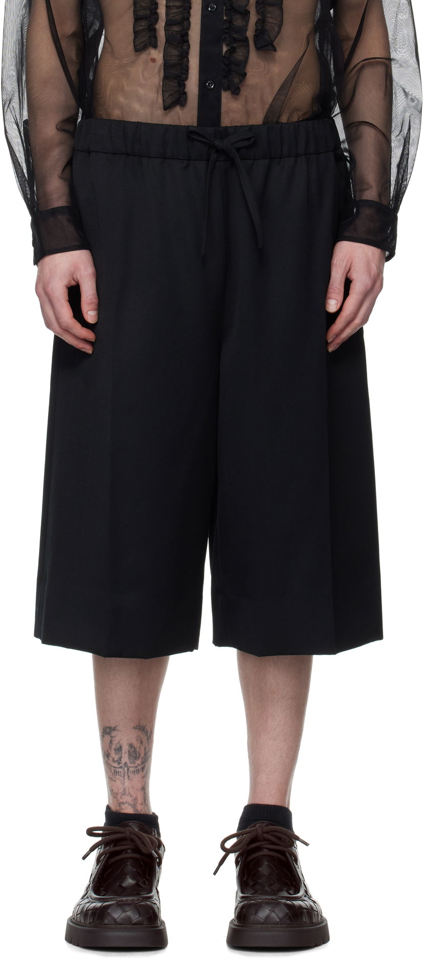 Shorts Simone Rocha Simone Rocha Wide Leg Long Shorts Svart | 4148D 1217