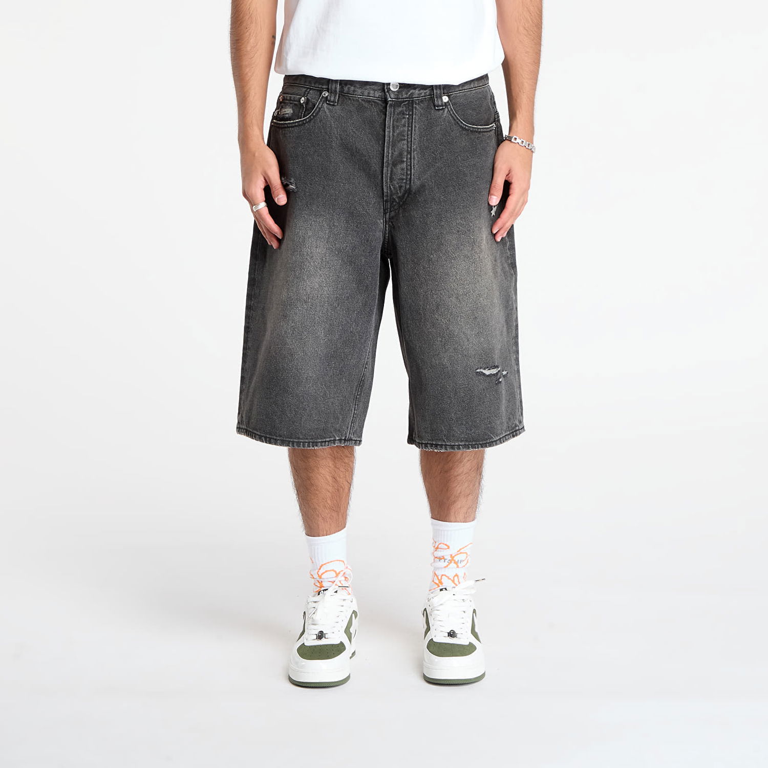 Shorts BAPE Sta Relaxed Fit Denim Shorts Grå | 001DSL801302MBLK, 0