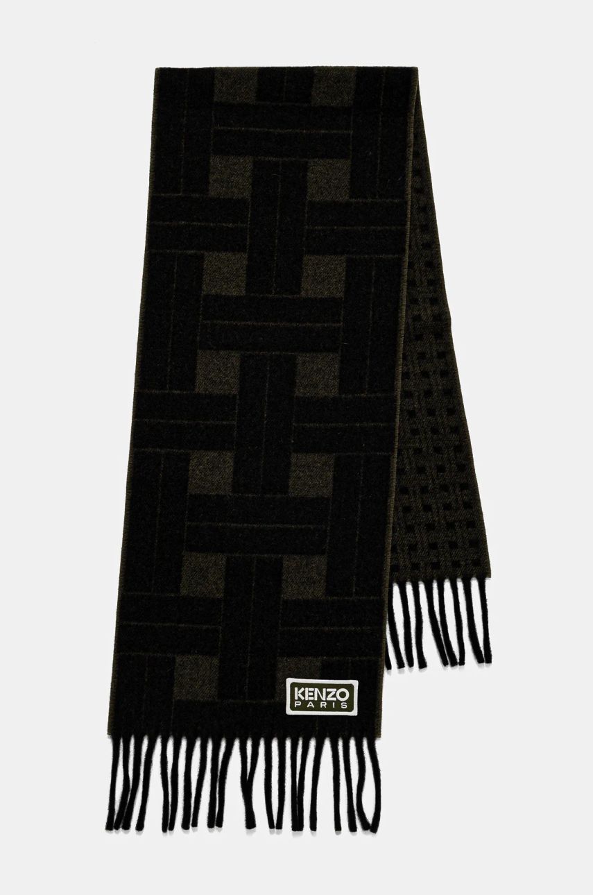 Halsduk KENZO Reversible Wool Scarf with Geometric Pattern Svart | FE68EU014JEC.51, 1