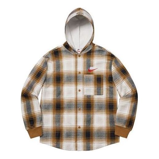 Skjorta Supreme Nike x  Plaid Hooded Shirt Brun | SUP-FW18-519, 0