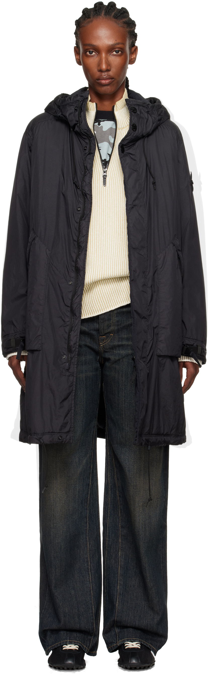 Rockar Stone Island Crinkled Reps NY Coat Svart | K2S15 7100003 S0A23