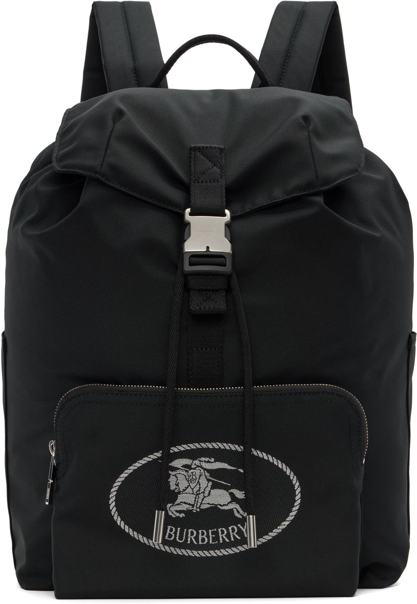 Ryggsäck Burberry Orkney Flap Backpack Svart | 8111314