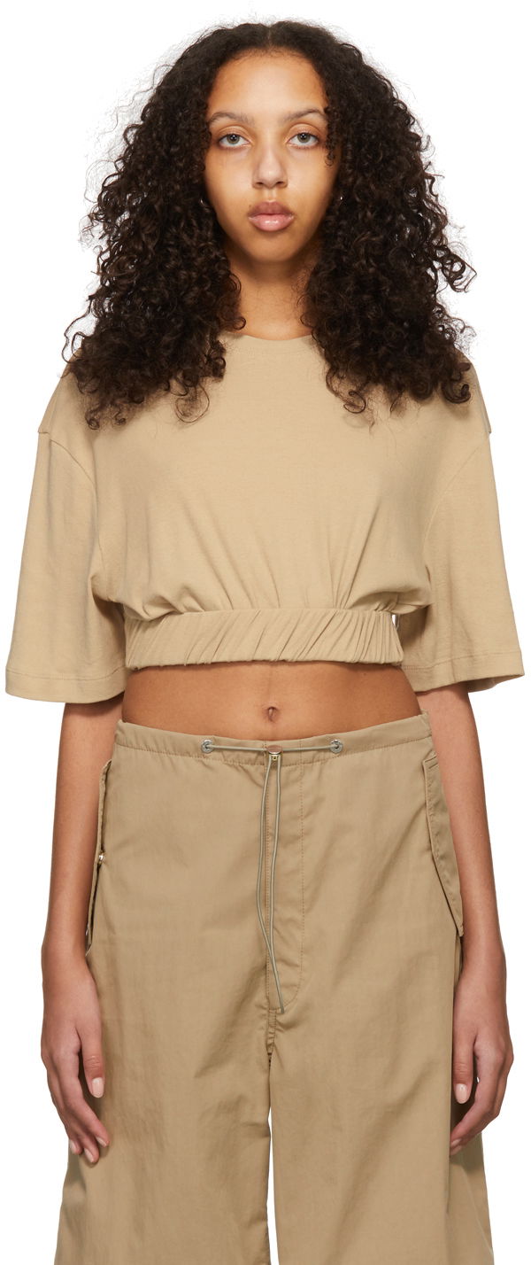 Crop top Dion Lee Cotton Cropped T-Shirt Beige | A3534S22, 0