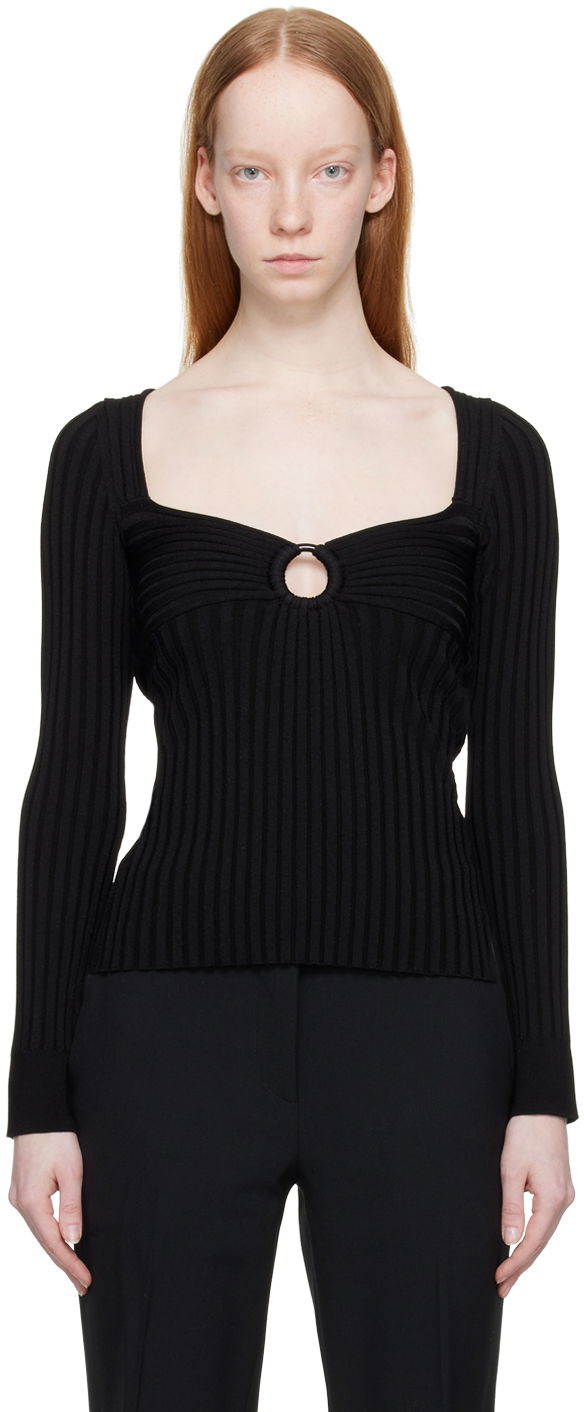 Sweater Stella McCartney Ribbed Ring Detail Top Svart | 6K02933S2375