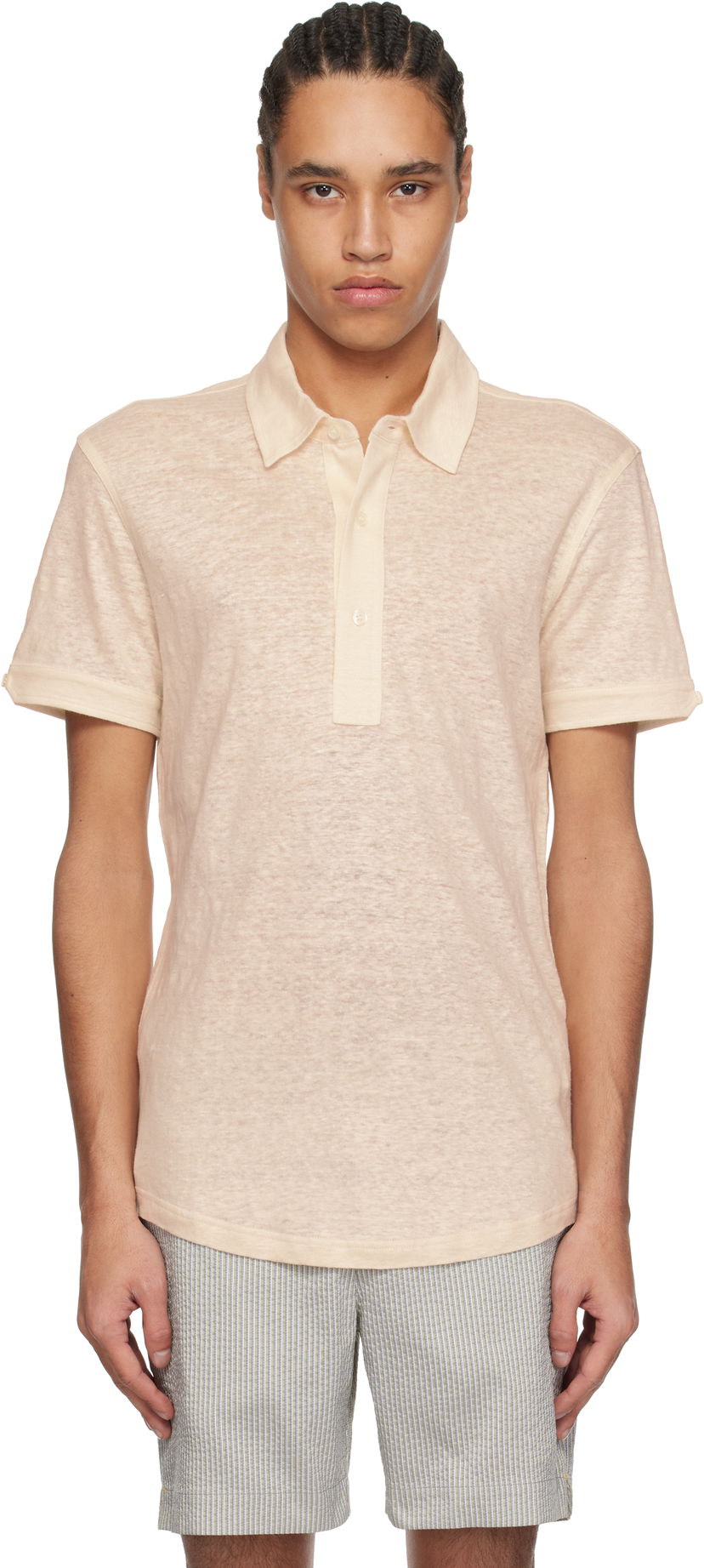 Polotröja Orlebar Brown Orlebar Brown Sebastian Linen Polo Beige | 280280