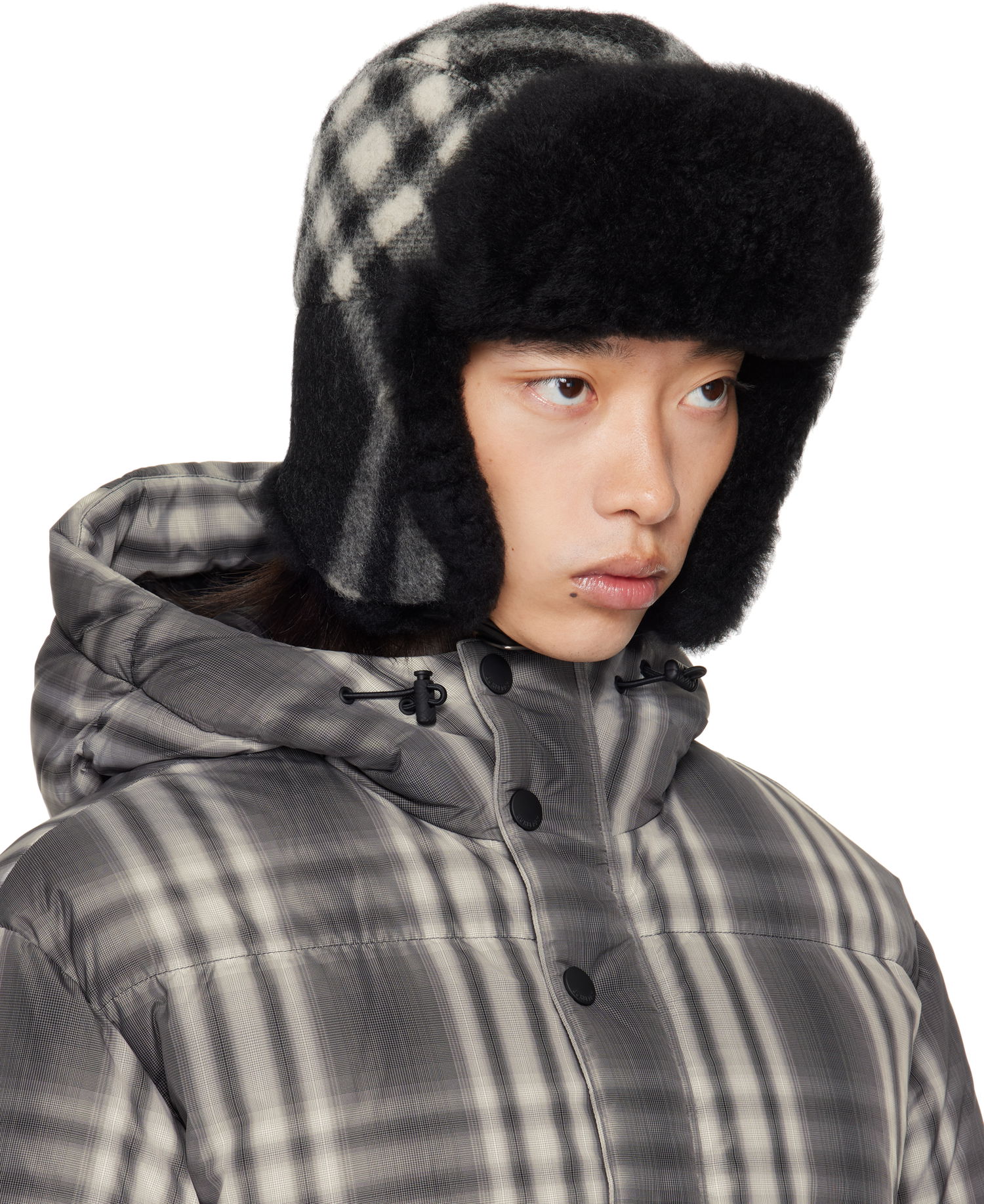 Hatt Burberry Burberry Check Wool Trapper Hat Grå | 8114830, 1