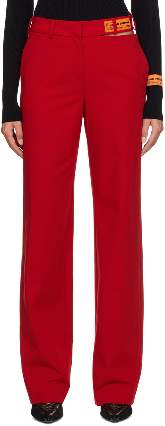 Byxor HERON PRESTON Heron Preston Cutout Trousers Röd | HWCO002S23FAB0012500