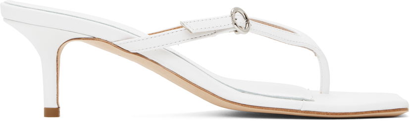 Tillbehör Aeyde Aeyde Leigh Leather Toe-Post Heeled Sandals Vit | A11-HS-GAIS55TB162-SS25-1020-007