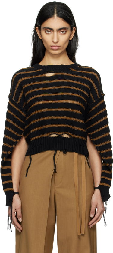Sweater Maison Margiela MM6 Maison Margiela Striped Distressed Crewneck Sweater Flerfärgad | S52HL0042 M13080, 0