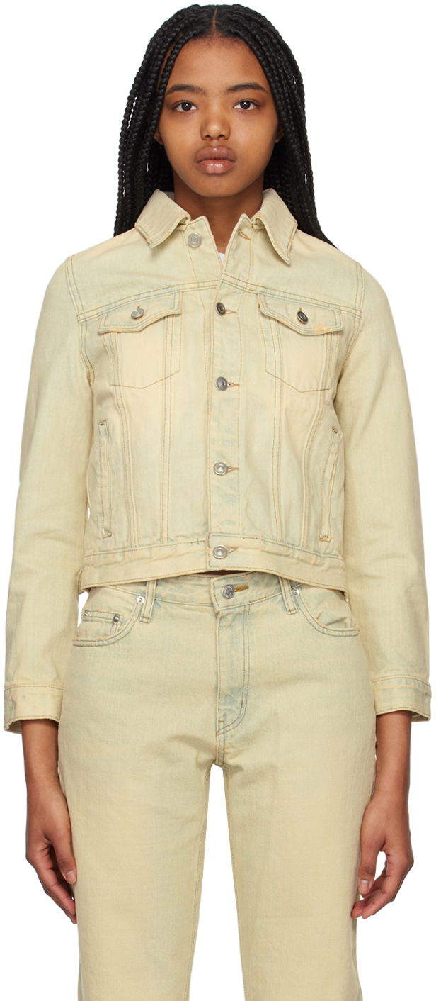 Jacka We11done Faded Denim Jacket Gul | WD-DJ1-23-371-W-BG