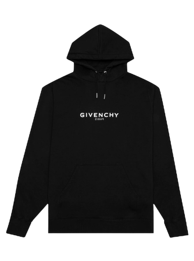 Sweatshirt Givenchy Classic Fit Hoodie With Reverse Print Svart | BMJ0GD3Y78 001