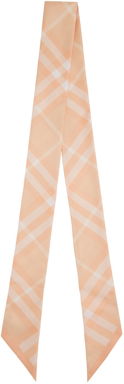Halsduk Burberry Skinny Check Silk Scarf Rosa | 8083299