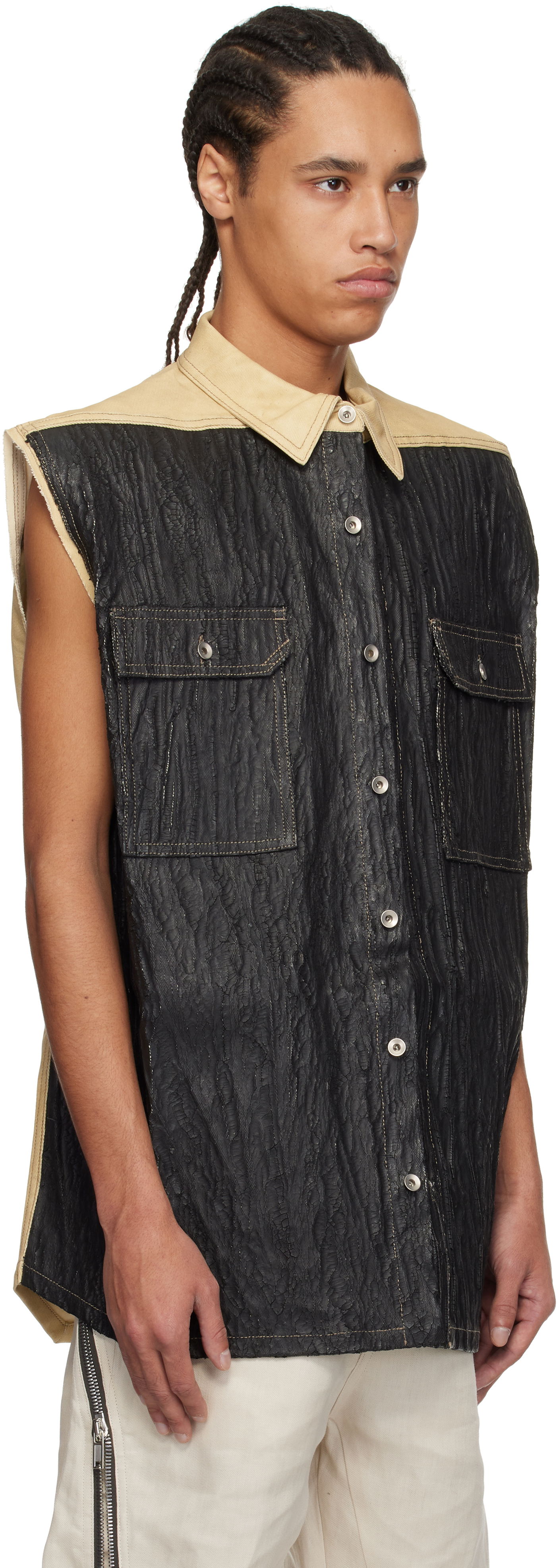 Väst Rick Owens Rick Owens DRKSHDW Hollywood Tommy Jumbo Denim Vest Svart | DU01E3764 DCFCR, 1