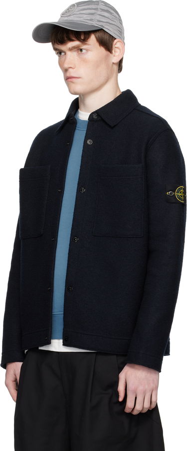 Jacka Stone Island Stone Island Wool Overshirt Mörkblå | K2S15 5100058 S0IN1, 3