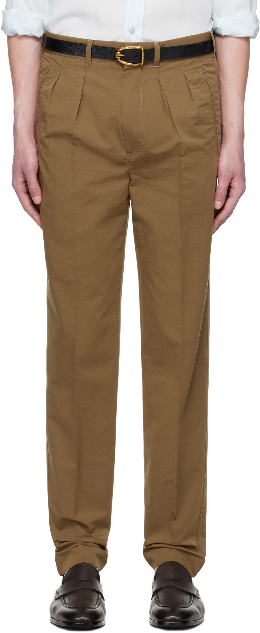 Byxor Tom Ford Tom Ford Double Pleat Trousers Brun | SHP006-FMC207S25