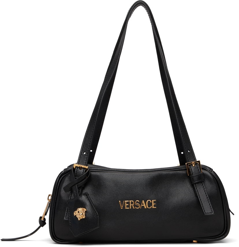 Axelväska Versace Versace Tag Bowling Shoulder Bag Svart | 1015792_1A13171
