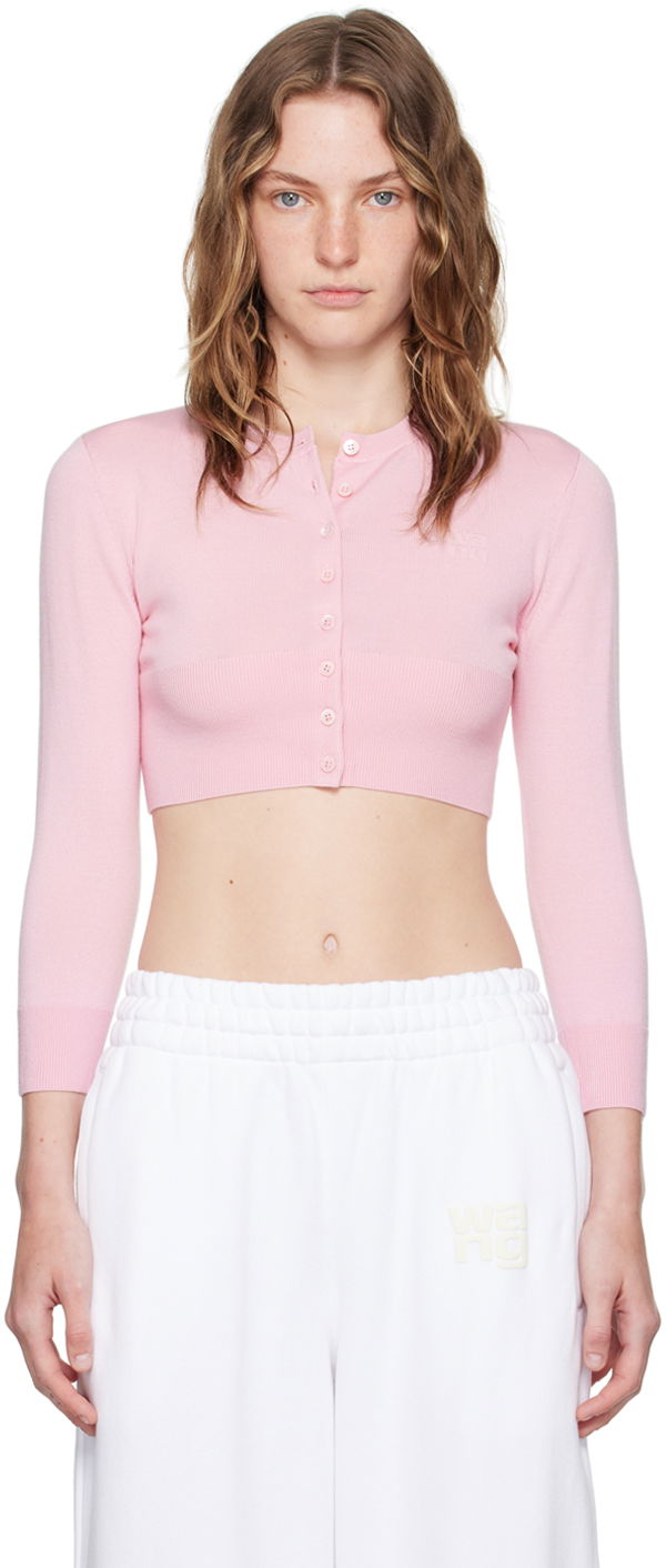 Sweater Alexander Wang Cropped Cardigan Rosa | 4KC3243019