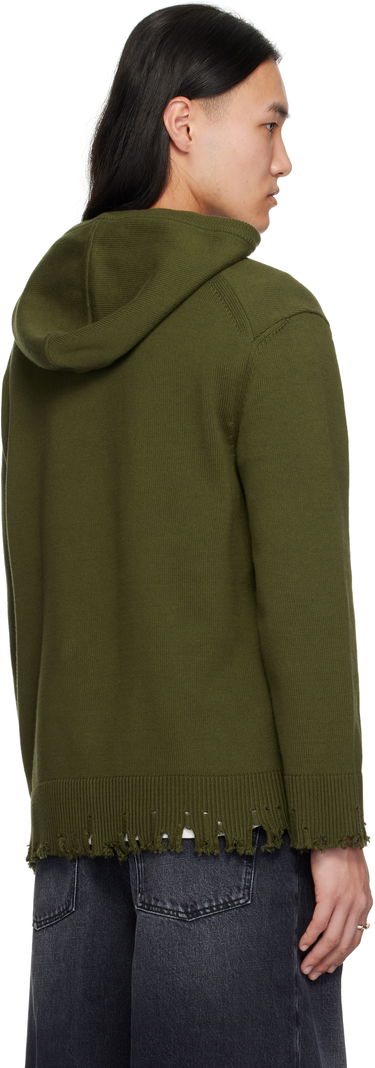 Sweatshirt We11done We11done Grunge Monster Pony Knit Hoodie Grön | WD-KT0-25-659-U-KK, 2