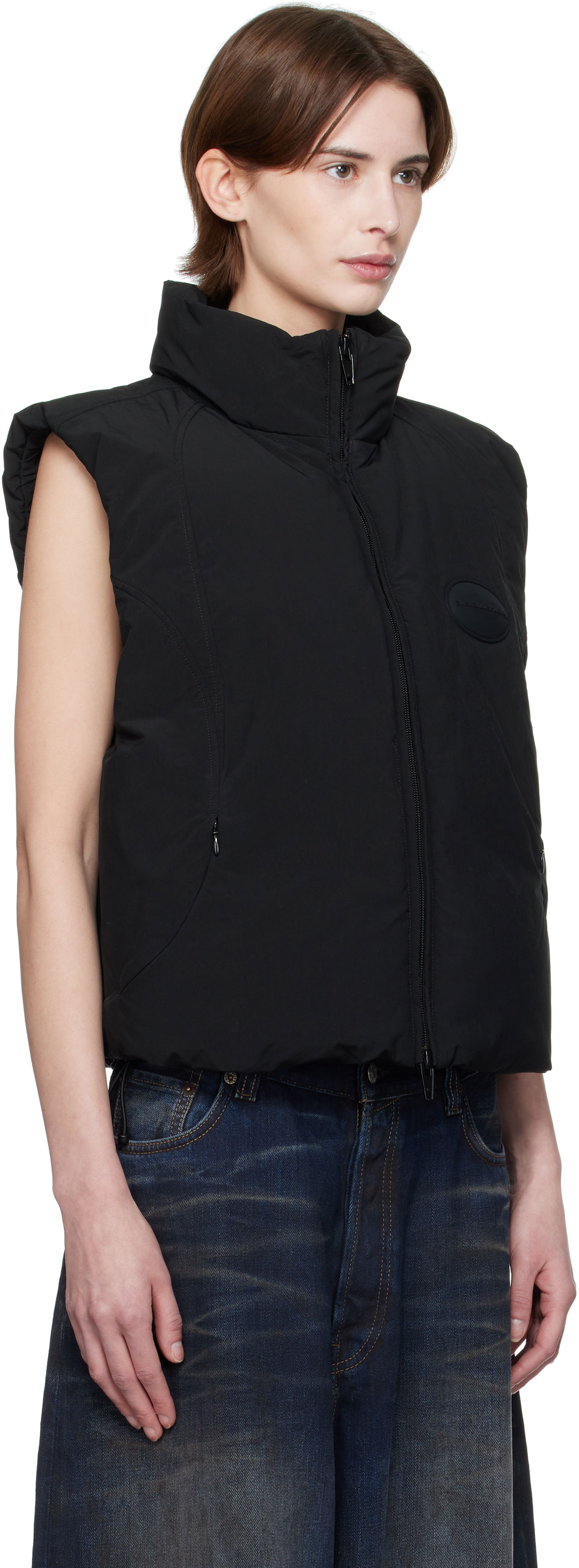 Väst Alexander Wang Alexander Wang Logo Patch Down Vest Svart | 1WC1252626, 1