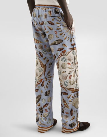 Byxor Dolce & Gabbana Dolce & Gabbana Silk Twill Shell-Print Trousers Blå | GVRMATHI1ZBHC5PK, 2