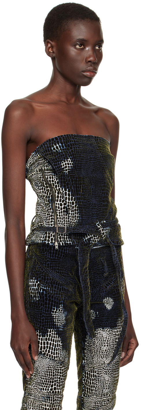Linne Ottolinger Ottolinger Patterned Denim Tube Top Blå | 1704802, 1