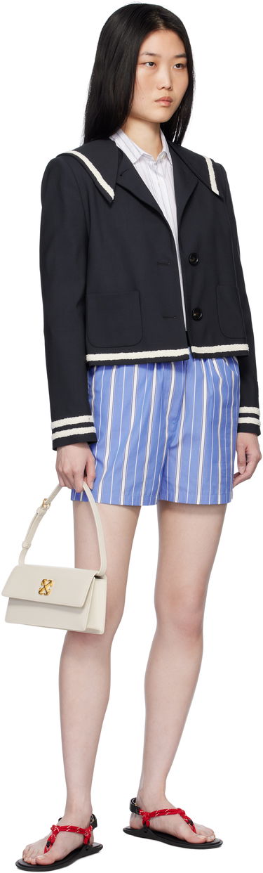 Jacka MSGM MSGM Sailor Collar Cropped Jacket Mörkblå | 3841MDG02 257127, 3