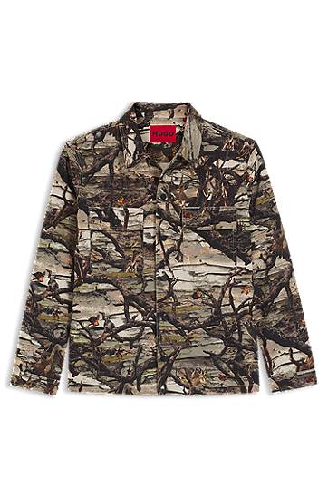 Skjorta BOSS Oversized-fit Camouflage Print Cotton Canvas Shirt Flerfärgad | 50549747, 0
