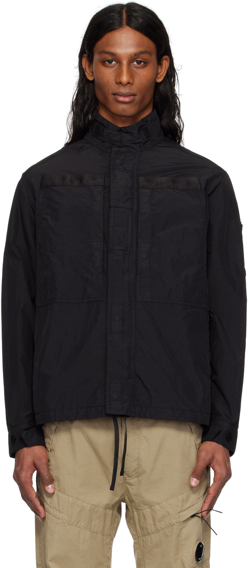 Vindjacka C.P. Company C.P. Company Flatt Nylon Lens Overshirt Svart | 18CMOS081A-005991G