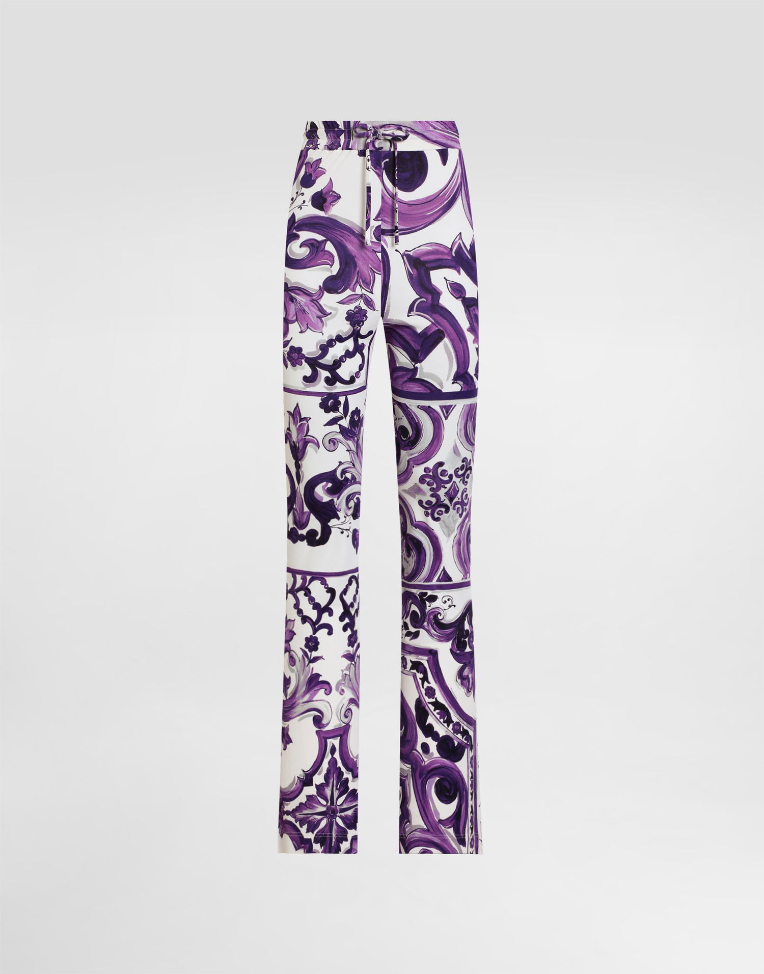 Byxor Dolce & Gabbana Dolce & Gabbana Majolica-Print Flared Viscose Trousers Purpur | FTDB6TFS8C0IP3TN, 0