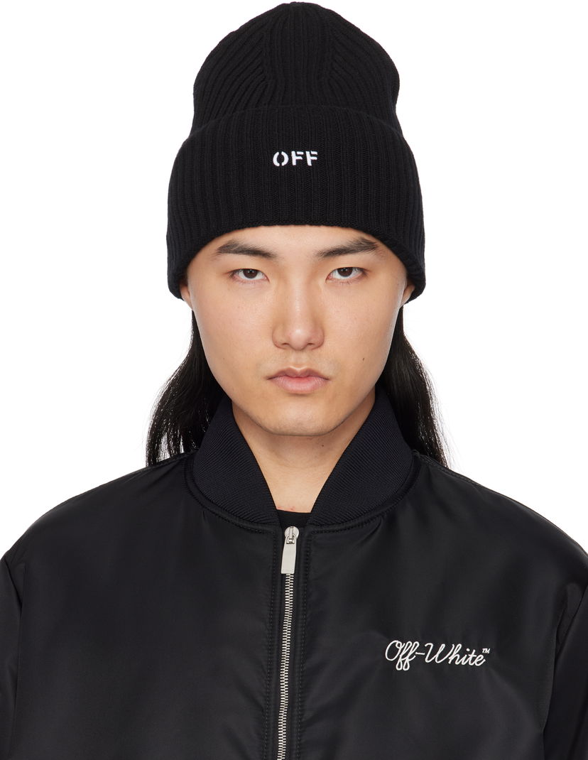 Mössa Off-White Loose Knit Stamp Beanie Svart | OMLC030C99KNI0021001