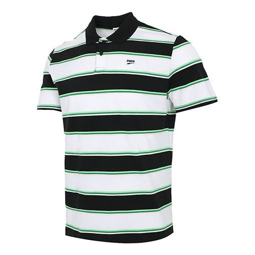 Polotröja Puma Downtown Stripe Polo Shirt Svart | 599781-02