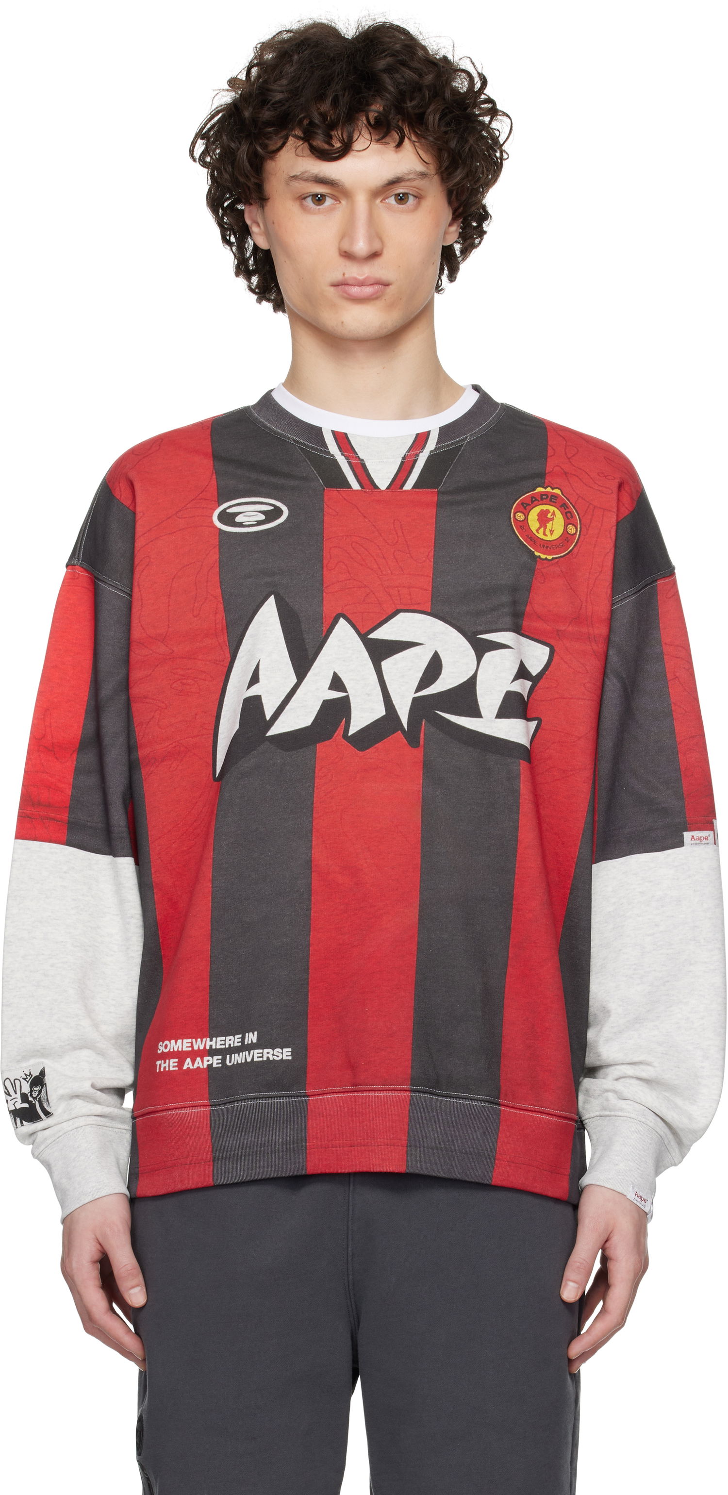 Sweater AAPE by A Bathing Ape AAPE by A Bathing Ape Moonface Crewneck Sweatshirt Röd | AAPSWMC328XXOWH2, 0