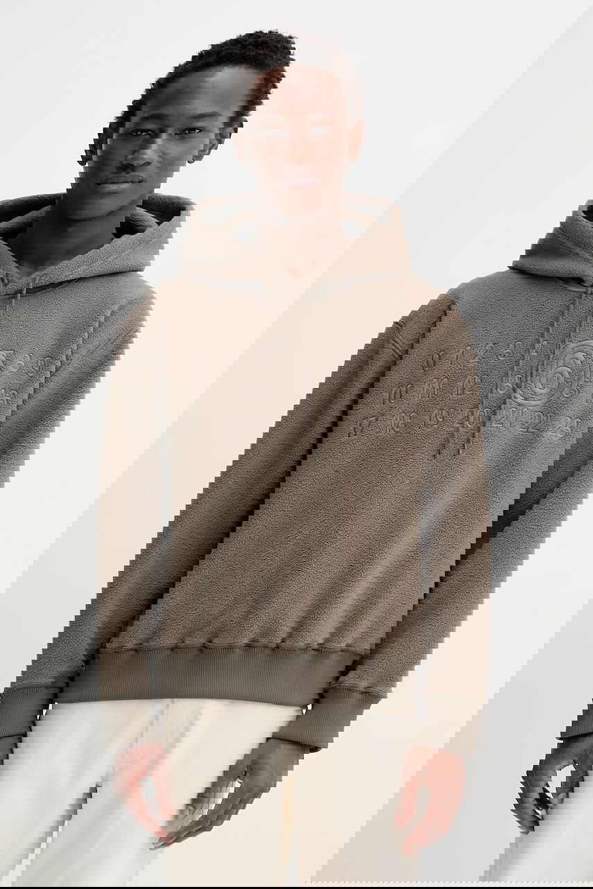 Sweatshirt Maison Margiela Fleece Hoodie with Embroidered Numbers Brun | SH0GU0028.M20126.809, 0