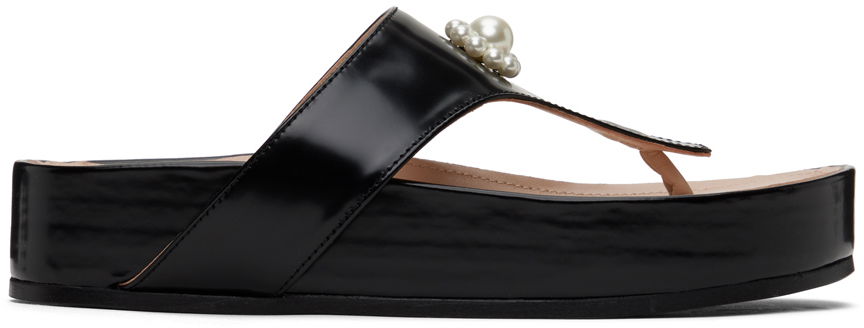 Klä Simone Rocha Simone Rocha Pearl Thong Platform Sandals Svart | SLD47D 0740, 0