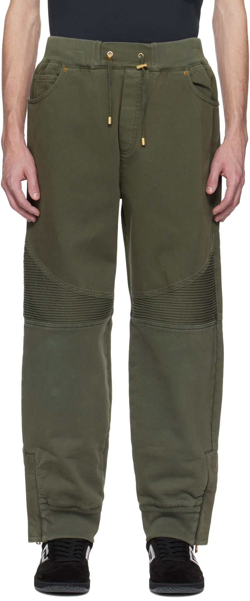 Träningsbyxor Balmain Balmain Loose-Fit Denim & Jersey Trousers Grön | EH1MD045DF43